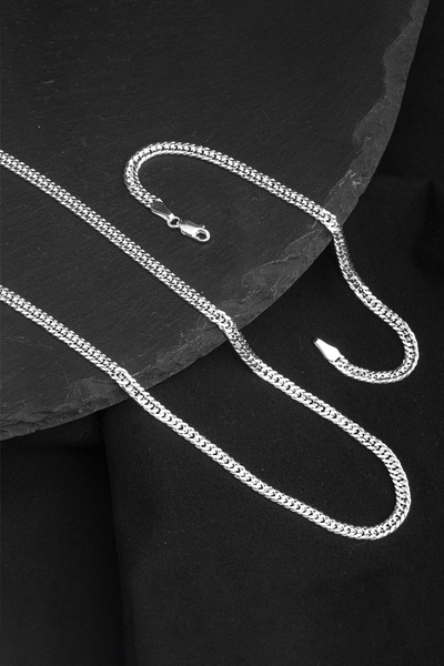 Else Silver 925 Ayar Gurmet Zincir Gümüş Erkek Kolye Bileklik Kombin