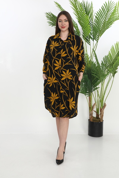 STELLETO Φόρεμα με κουμπιά με τρία τέταρτα μανίκια από υφαντό βισκόζη