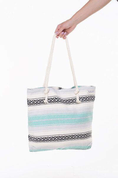 Eliş Şile Bezi Υφαντή παραθαλάσσια τσάντα παραλίας Πολύχρωμη Rnk