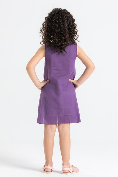 Eliş Şile Bezi Sleeveless Sile Cloth Duru Children's Summer Dress Purple Purple