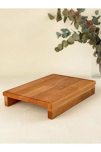 NOBLERAVEN DESIGN Rectangular Presentation Board with Wooden Legs – Beech Wood Cheese & Breakfast Presentation Board