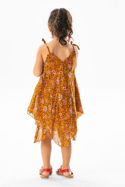 Eliş Şile Bezi Καλοκαιρινό Παιδικό Φόρεμα Aphrodite Voile Dark Mustard 6202