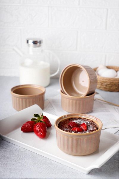 HOMENIVA 4 Hologram Porcelain Soufflé Dish – Oven Airfryer Microwave Dish