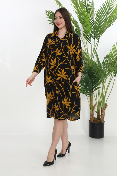 STELLETO Φόρεμα με κουμπιά με τρία τέταρτα μανίκια από υφαντό βισκόζη