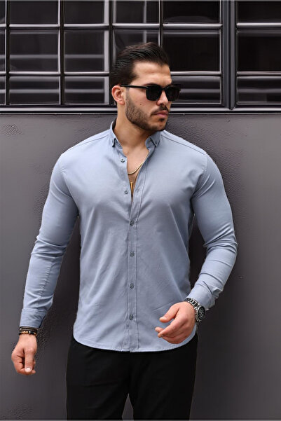 Valiberta Smoke Colored Oxford Fabric Long Sleeve Shirt