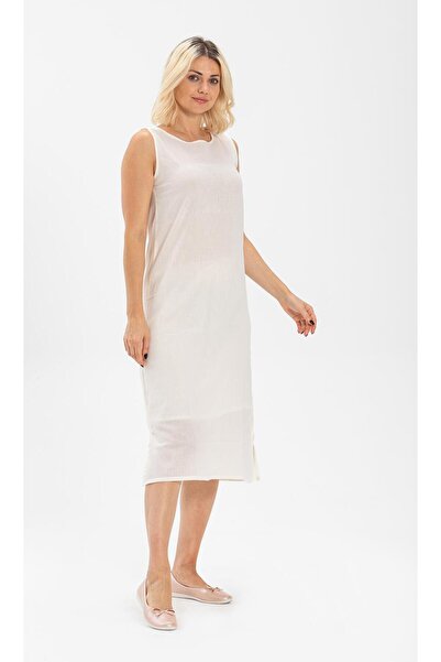 Eliş Şile Bezi Cotton Chilean Cloth Petticoat Women's Thick Singlet Suspender Long Dress Lining Set of 3 Cream-White-Black Km/