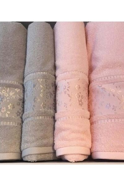 Özdilek Camellia Best Bath Set Gray-pink