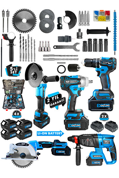 DAFLONG ULTRA PRO KÖMÜRSÜZ 4 BATARYALI ÇELİK SANZUMAN 5'Lİ SET SUNTA KESMELİ-MVI