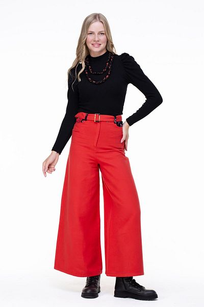 Eliş Şile Bezi Tulip Flannel Autumn And Winter Trousers Red Red