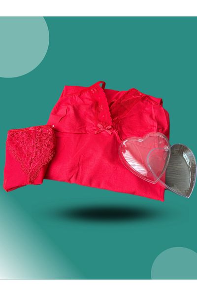 Akbeniz Women's New Year's Set of 2 Special Heart Boxed Slips - Nightgown Gift Set 2025