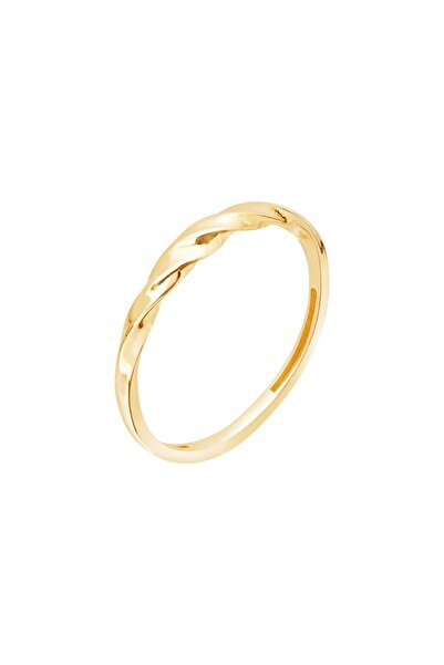 Diamond Line-Gülaylar 14 Ayar Sarı Altın Trend Burgu Yüzük