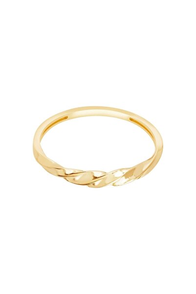 Diamond Line-Gülaylar 14 Ayar Sarı Altın Trend Burgu Yüzük