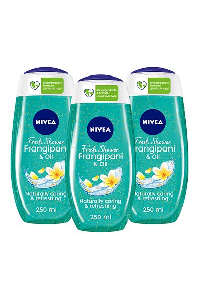 NIVEA Frangipani & Oil Shower Gel, Caring Oil Pearls, Frangipani Scent, 250ml, Pack of 3