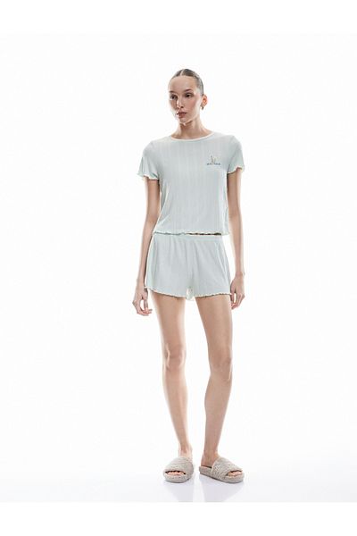 Koton Set de pijamale cu mânecă scurtă din țesătură modal camisole cu pantaloni scurți