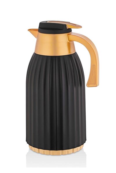 Star Termos Oluklu Gövde 1,5lt Cam Termos Siyah - Gold