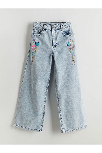 LC Waikiki Embroidered Wideleg Girl's Jean Trousers