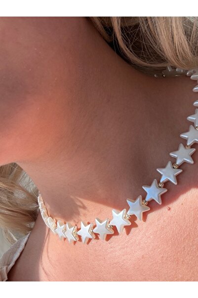 JEWELRY Star Detailed Fringed Blue Necklace Handmade