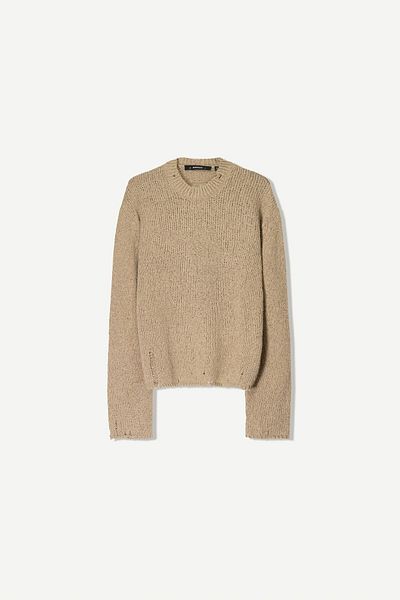 Bershka Ripped rustic boxy fit sweater