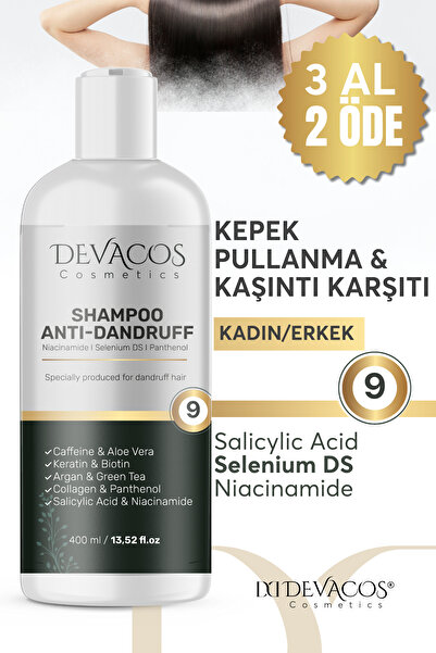 DEVACOS 400 ml Tuzsuz Şampuan Eg.zama Şampuanı Kızarıklık Pullanma Kepek Önleyici Şampuan 9 Aktifli