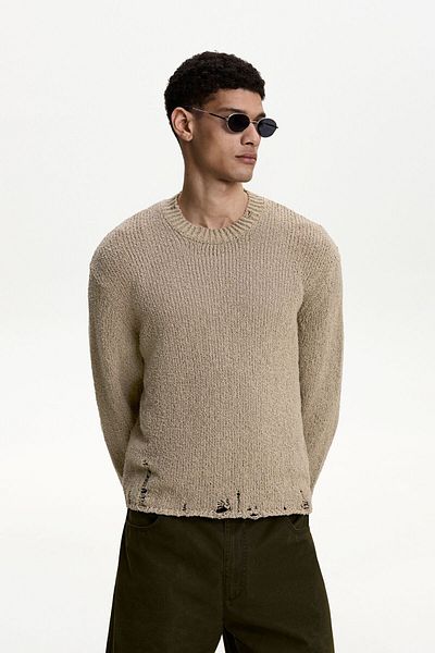 Bershka Ripped rustic boxy fit sweater