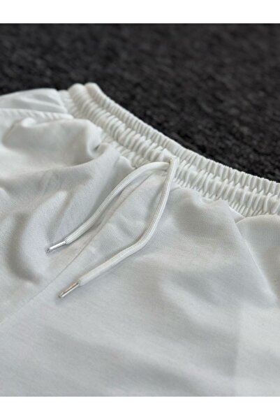 Altamira Erkek Beyaz Superior Baskılı Paça Şeritli Şort