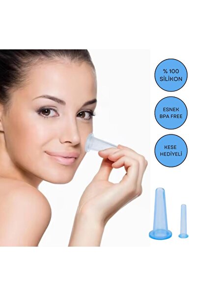 Naturachi Silikon Vakumlu Yüz Masaj Kupa Seti 2'li Mavi Renk