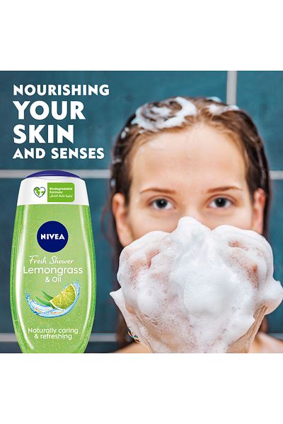 NIVEA Lemongrass & Oil Shower Gel, Caring Oil Pearls, Lemongrass Scent, 250ml, Pack of 3