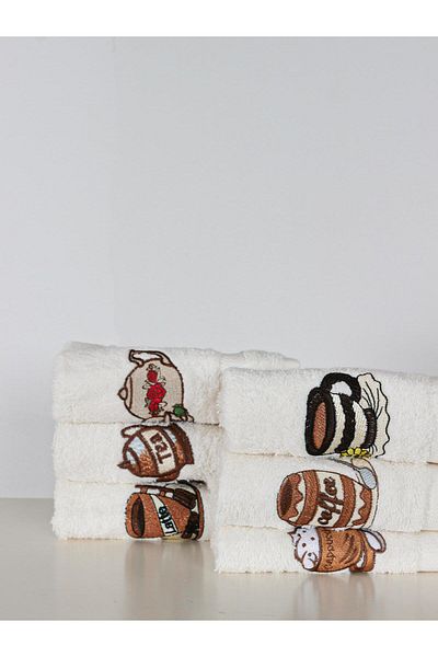 Ender Home Coffee Themed Kitchen Towel Set 30X30 cm - 6 Pieces