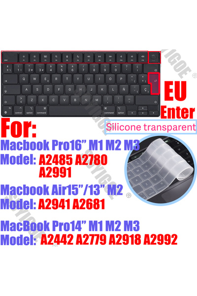 Choice غطاء لوحة مفاتيح من السيليكون EU-Pro1416 لجميع موديلات MacBook Air/Pro مقاس 13″14″15″16″ M1 M2 M3 Chip Mod