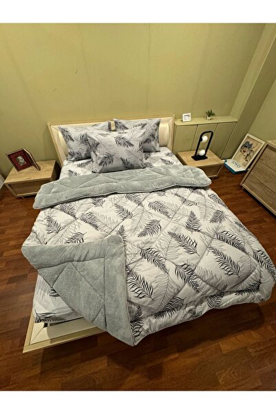 Violacasa Double Welsoft Pufidik Sleeping Set (WITH ELASTIC SHEET) Gray Feather