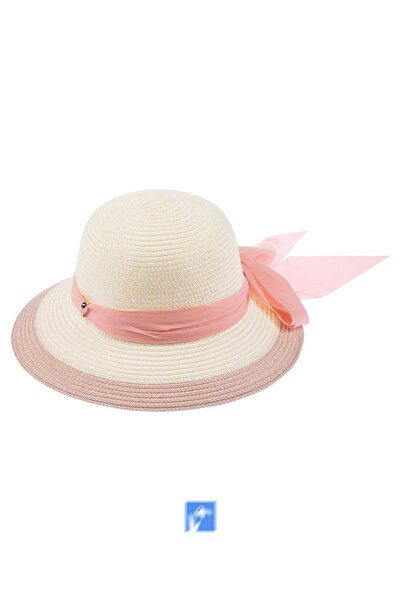 Kardelen Butik Denizli Pălărie de paie de lux cu bor scurt pentru femei (57-5...