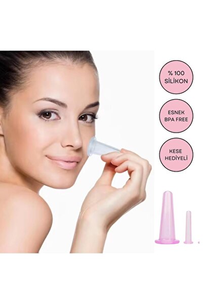 Naturachi Silikon Vakumlu Yüz Masaj Kupa Seti 2'li Pembe Renk