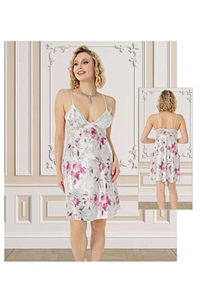 HOTFLİRT Çiçekli Gecelik 2957 EKRU