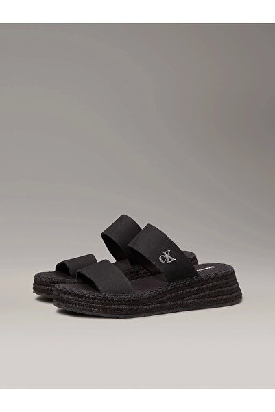 Calvin Klein Kadın Siyah Platform Logolu Terlik