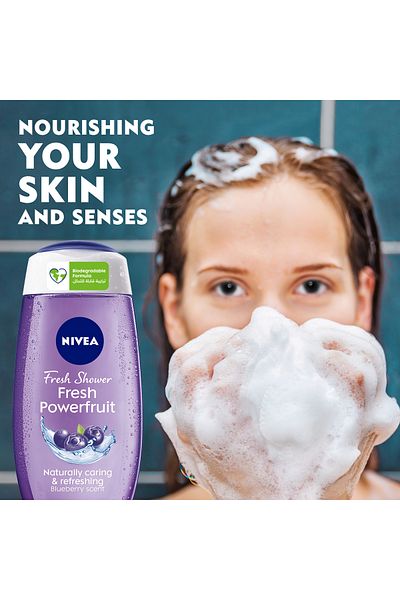 NIVEA Fresh Powerfruit Shower Gel, Antioxidants, Blueberry Scent, 250ml, Pack of 3