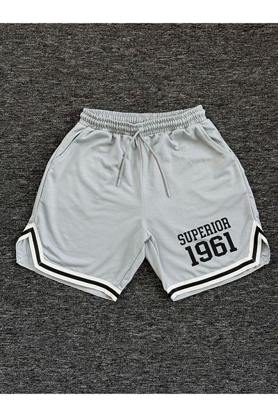 Altamira Men's Smoke Gray Superior Printed Leg Stripe Shorts
