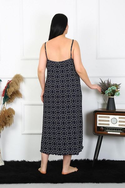 Akbeniz Plus Size Cotton Long Nightgown - Rope Strap 12101