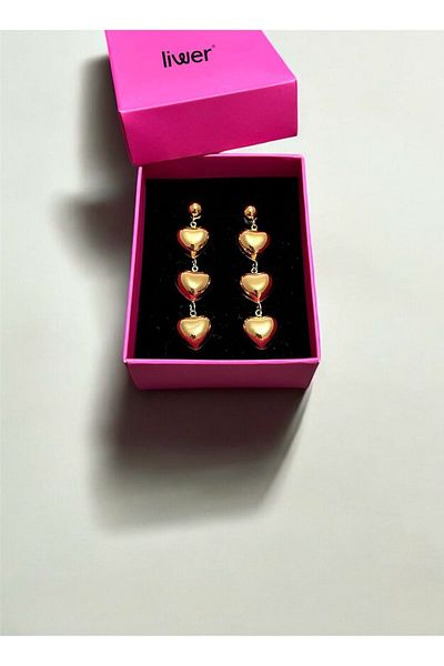 Liwer Gold Heart Design Women's Earrings