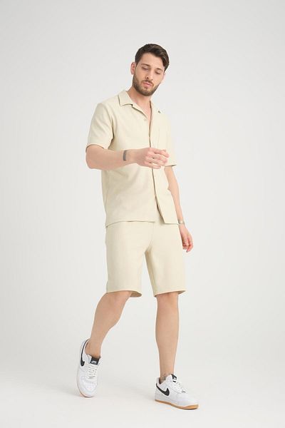 Store 100% Cotton, Modern Design Men's Shorts and Pocket Detailed Shirt Set