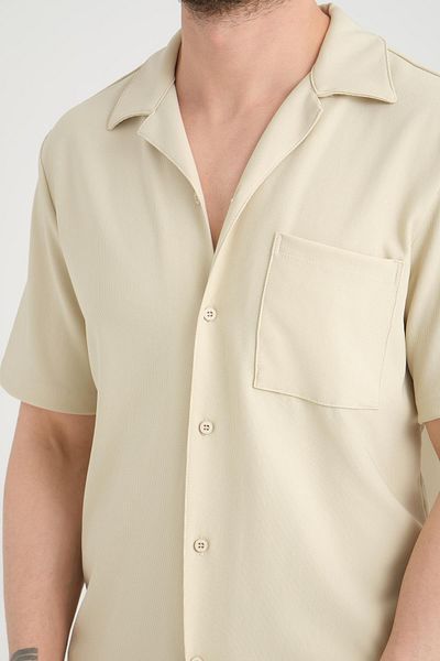 Store 100% Cotton, Modern Design Men's Shorts and Pocket Detailed Shirt Set