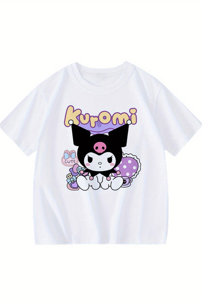 MYADA Premium Renkli Kuromi Baskılı Trend Kız Çocuk T-Shirt 23572