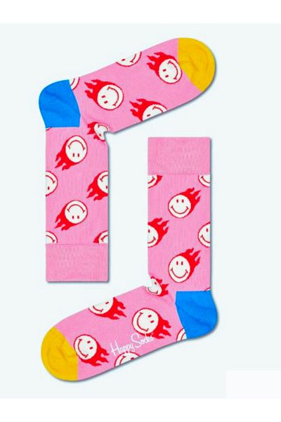 Shuttle Park Εισαγόμενες ειδικές σειρές Pink Happy Smiley Πολύχρωμες κάλτσες με μοτίβο διασκεδαστικό άνετο σχέδιο κάλτσες