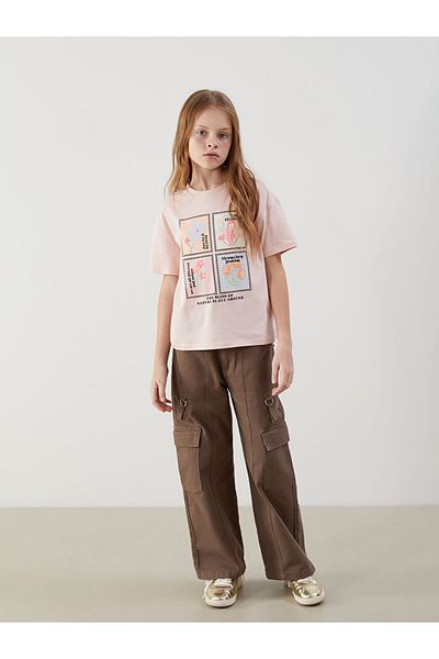 LC Waikiki Girl's Cargo Pants with Adjustable Elastic Waist