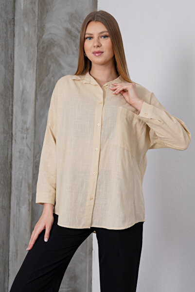 Paw Garage Жіноча Лондонська лляна сорочка з одним кишенем, преміум-якість лляна сорочка