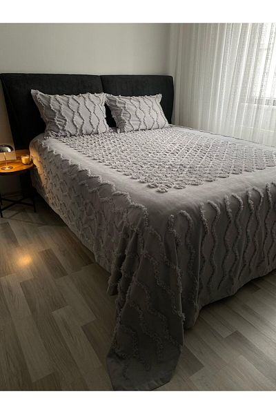 Tly Home Textiles Saray Model Bedspread (_Grey_ Flowing)