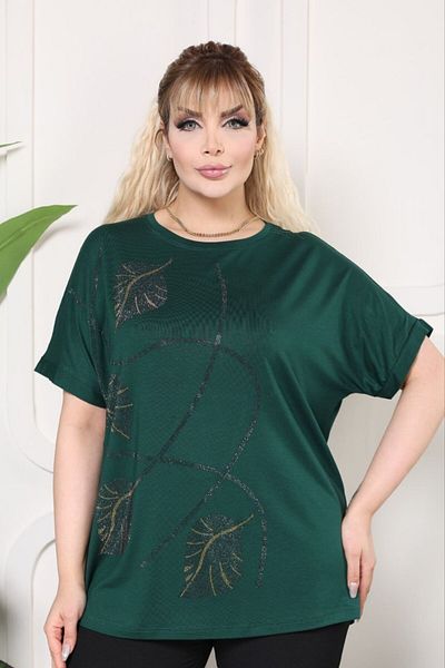 VERA COLLECTİON Battal Size Full Lichra Stone Embroidered Women's Bluz