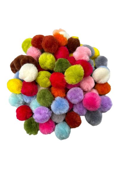 Yumuşakkeçe Handmade Merino Wool Pompom – 3 cm (25 Pieces, Soft & Natural)