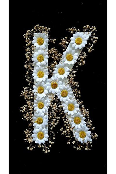 Petaliza Gelin Arabası K Harfi Papatya Ve Şoklanmış Cipso Çiçeği Ile Süslü 25cm