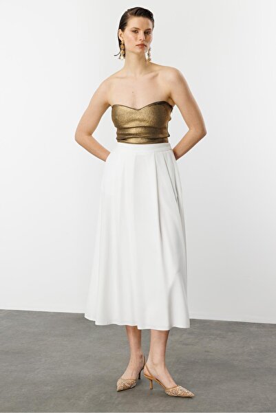 accort Kalın Pileli Uzun Etek-KEMIK