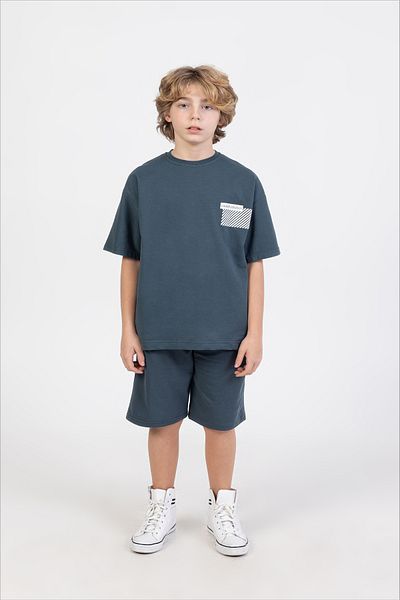 Ruhat Kids Boy Oversized Front Back Printed Bottom Top Double Set